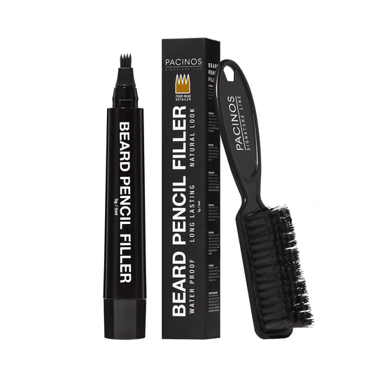 Pacinos Beard Pencil Filler - Bristle Brush Included(Light Brown)