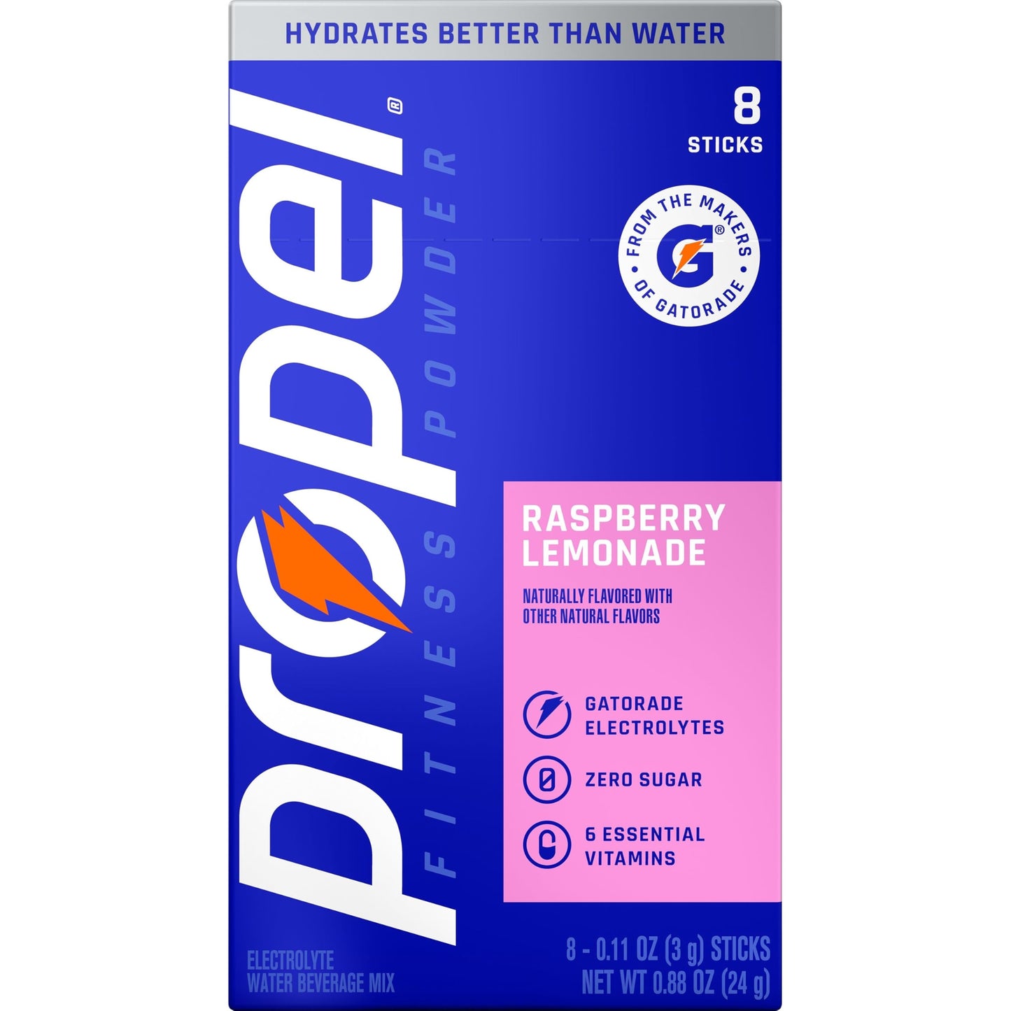 Propel Electrolyte Water Mix, Raspberry Lemonade, (BB Jan 30 2027)
