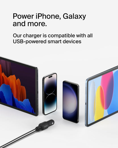 Belkin BoostCharge 42W Car Charger + USB-C to Lightning Cable