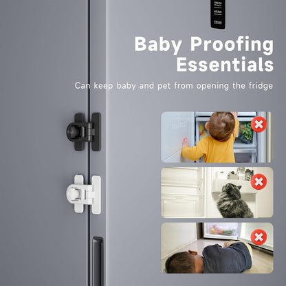 2 Pack Child Proof Refrigerator Lock with Sticky Adhesive Pads - Black