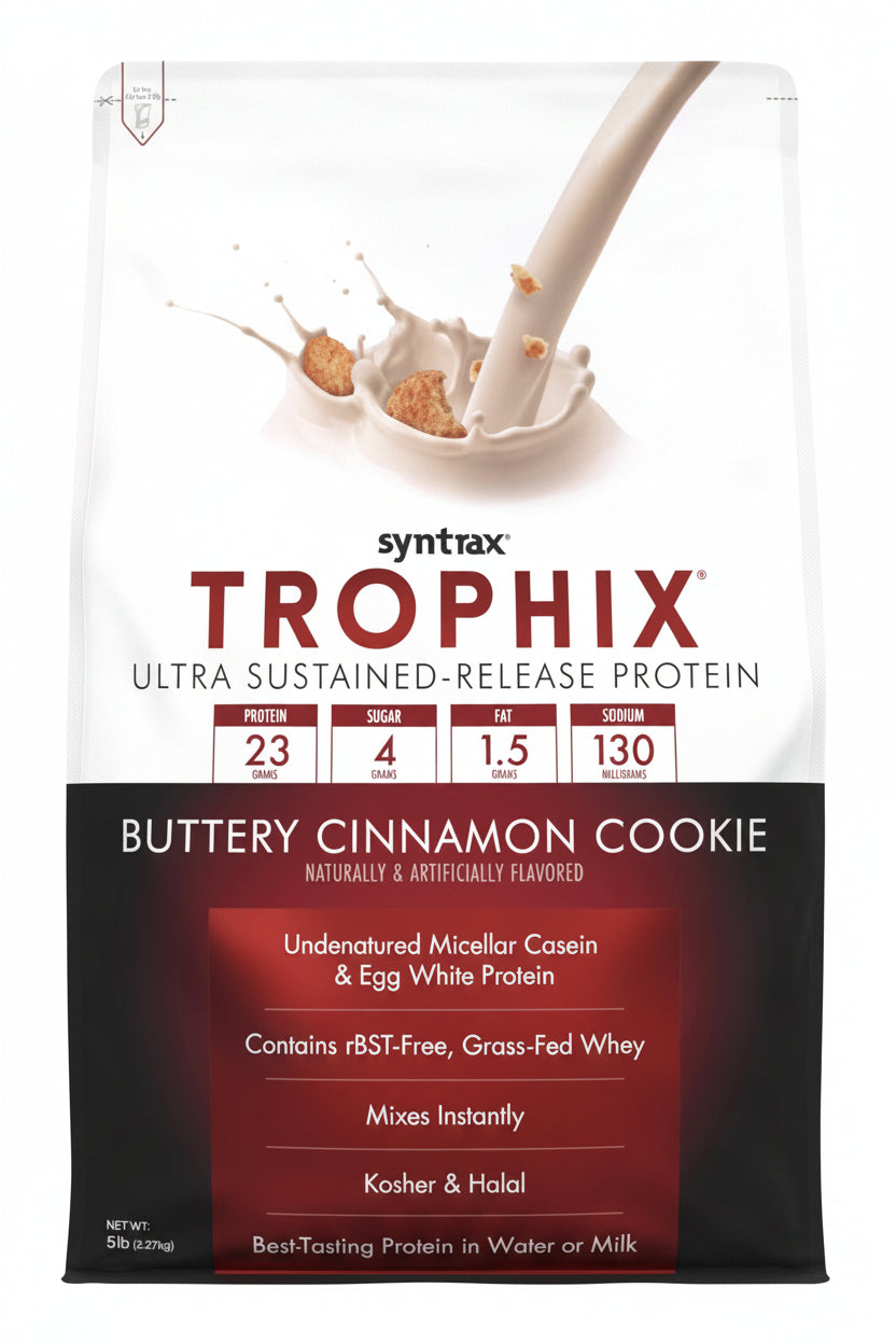 Syntrax Trophix Sustained-Release Protein Powder, Buttery Cinnamon Cookie, 5 lbs - (BB 06/15/2026)