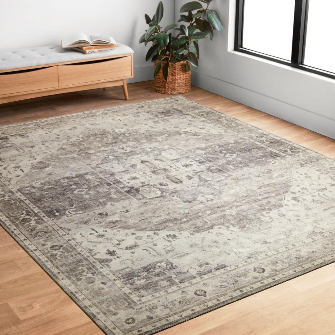 Loloi Hathaway Collection HTH-05 Steel/Ivory 3'-6" x 5'-6", .25"