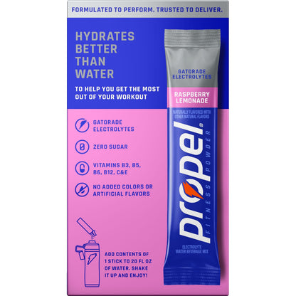 Propel Electrolyte Water Mix, Raspberry Lemonade, (BB Jan 30 2027)