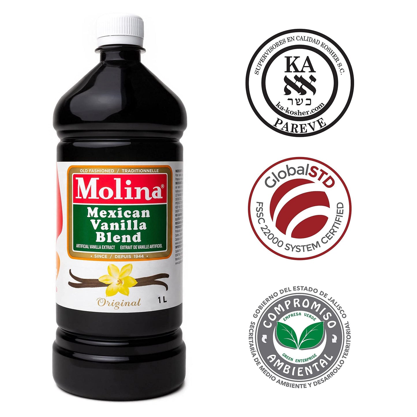 Molina Vanilla Blend 33.8oz (1l) (Exp. 03/09/2029)