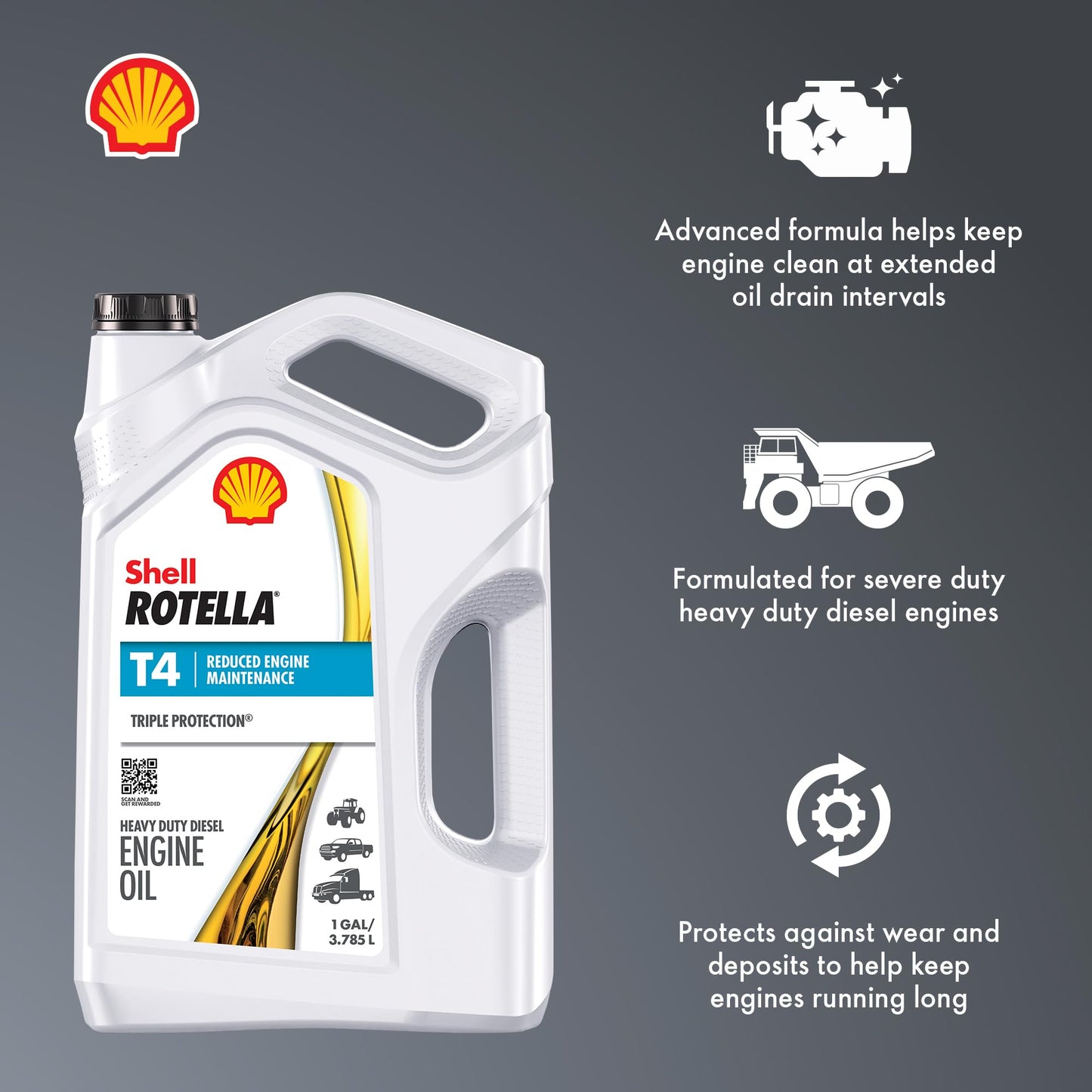 Rotella T4 Triple Protection 10W-30 Diesel Engine Oil, 1 Gallon