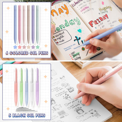 Focxoio 110-Piece Aesthetic School Supplies Set with Pen Case