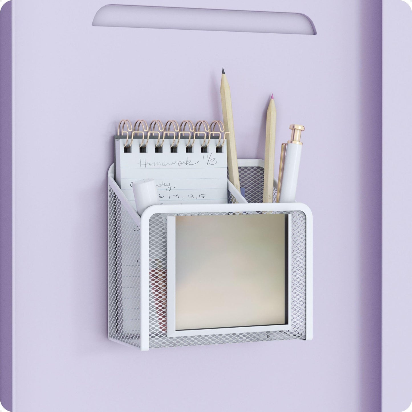 U Brands White Magnetic Locker Cup with Mirror