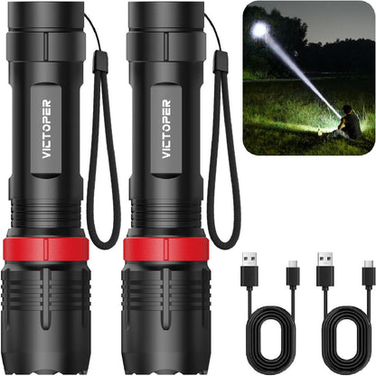Victoper High Power Rechargeable Flashlight 2pk