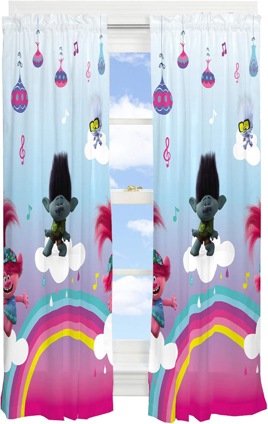 Franco Kids Window Curtain Panels Drapes Set, 82 in x 63 in, Trolls World Tour