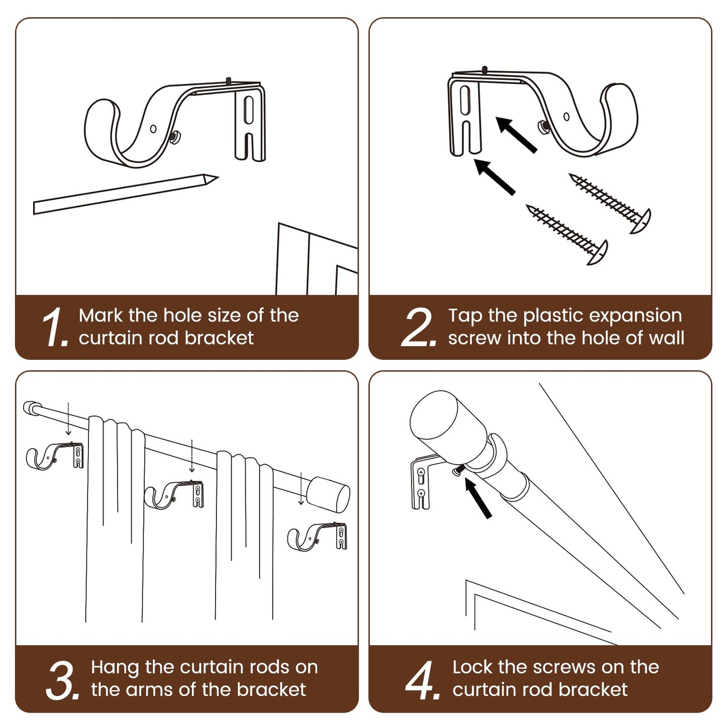 Matte Black Heavy-Duty Curtain Rod 30-144 In