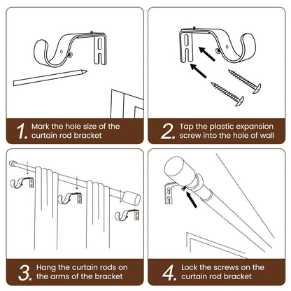 Matte Black Heavy-Duty Curtain Rod 30-144 In