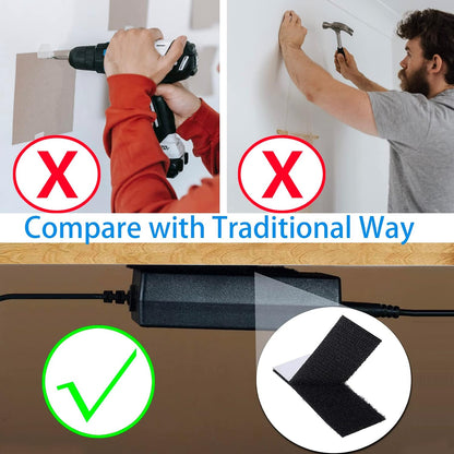 Industrial Strength Sticky Back Hook and Loop Strips | 2 x 6 Inch 8 Sets | Aniced Heavy Duty Self Adhesive Strips for Sofa Couch Cushions, Rug, Mattress - Black