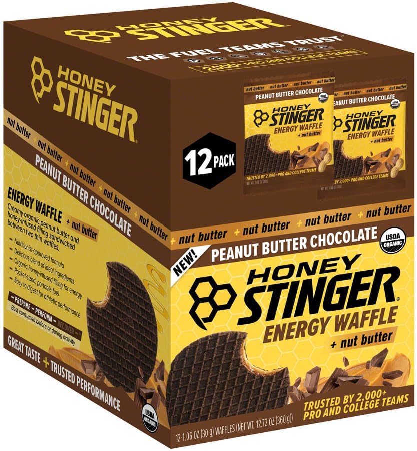 Honey Stinger Organic Peanut Butter Chocolate Waffles - Waffle Sandwich with Honey & Whole Grain Wafers (BB Sept. 26 2026)