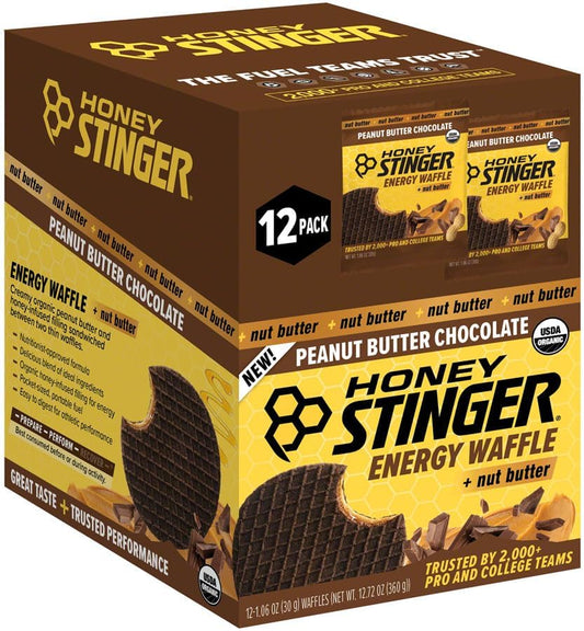 Honey Stinger Organic Peanut Butter Chocolate Waffles - Waffle Sandwich with Honey & Whole Grain Wafers (BB Sept. 26 2026)