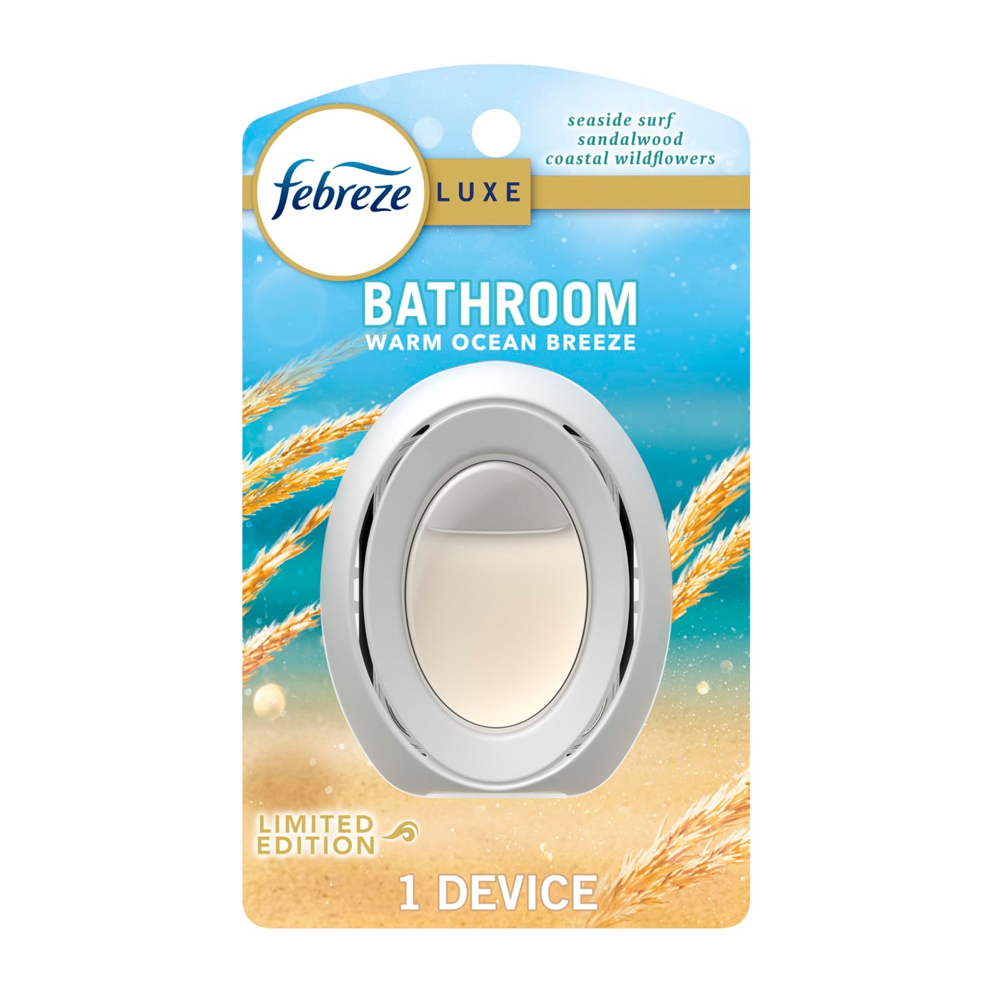 Febreze Bathroom Air Freshener, Odor-Fighting, Warm Ocean Breeze, 1ct