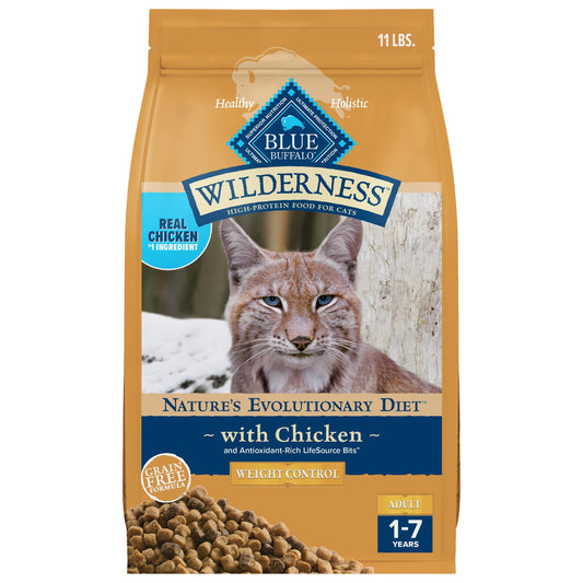 Blue Buffalo Wilderness Cat Food Chicken 11lb Weight Control (Best By 06/10/2026)