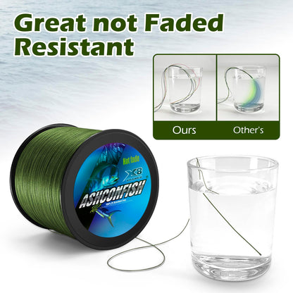 Ashconfish 8-Strand Braided Fishing Line, Black, 328 Yards, 8 lb