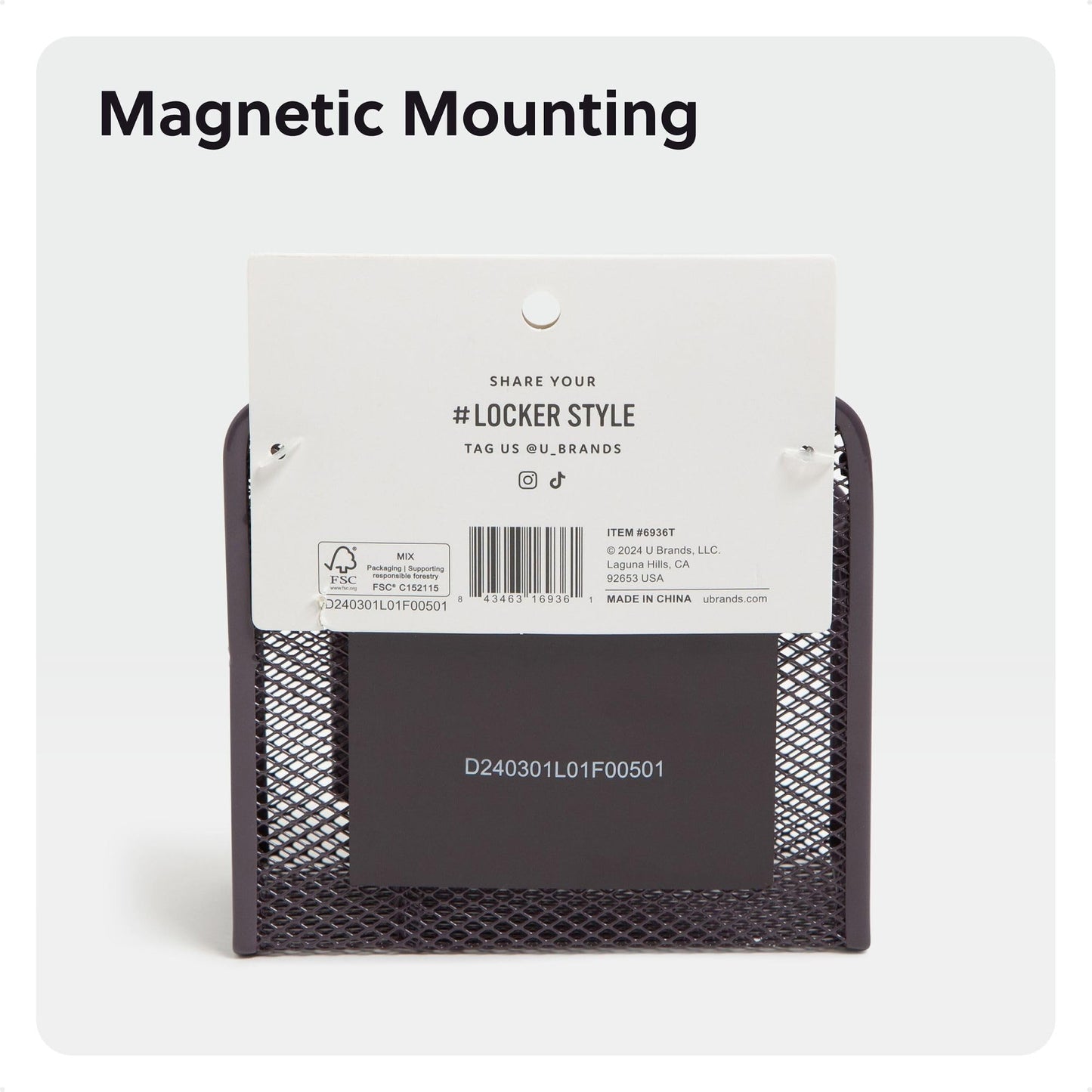 U Brands Dusty Black Magnetic Locker Cup with Mirror