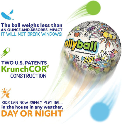 Ollyball - The Ultimate Indoor Kickball for Kids and Parents! Kick it. Color it. Play Ball in The House.