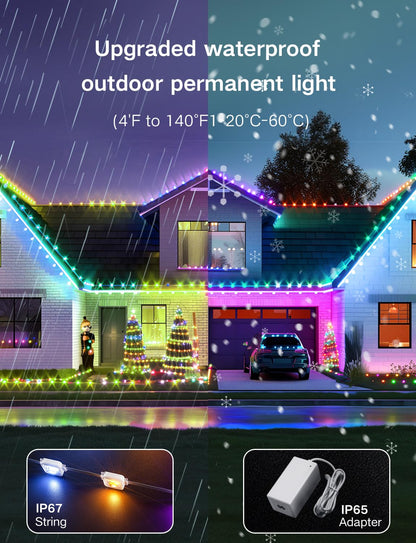 Permanent Outdoor Lights, 50ft with 36 LED Lights, IP67 Water-Proof, Compatible with Alexa, Assistant