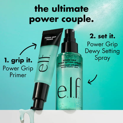 e.l.f. Power Grip Dewy Setting Spray, Hydrating Mist, Dewy Glow Finish