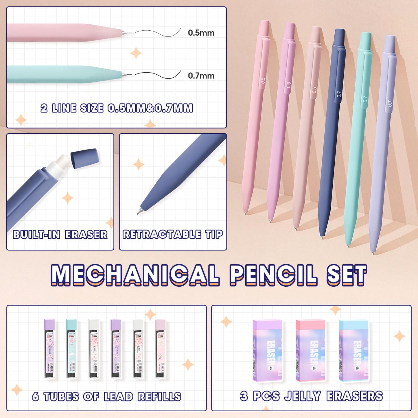 Focxoio 110-Piece Aesthetic School Supplies Set with Pen Case