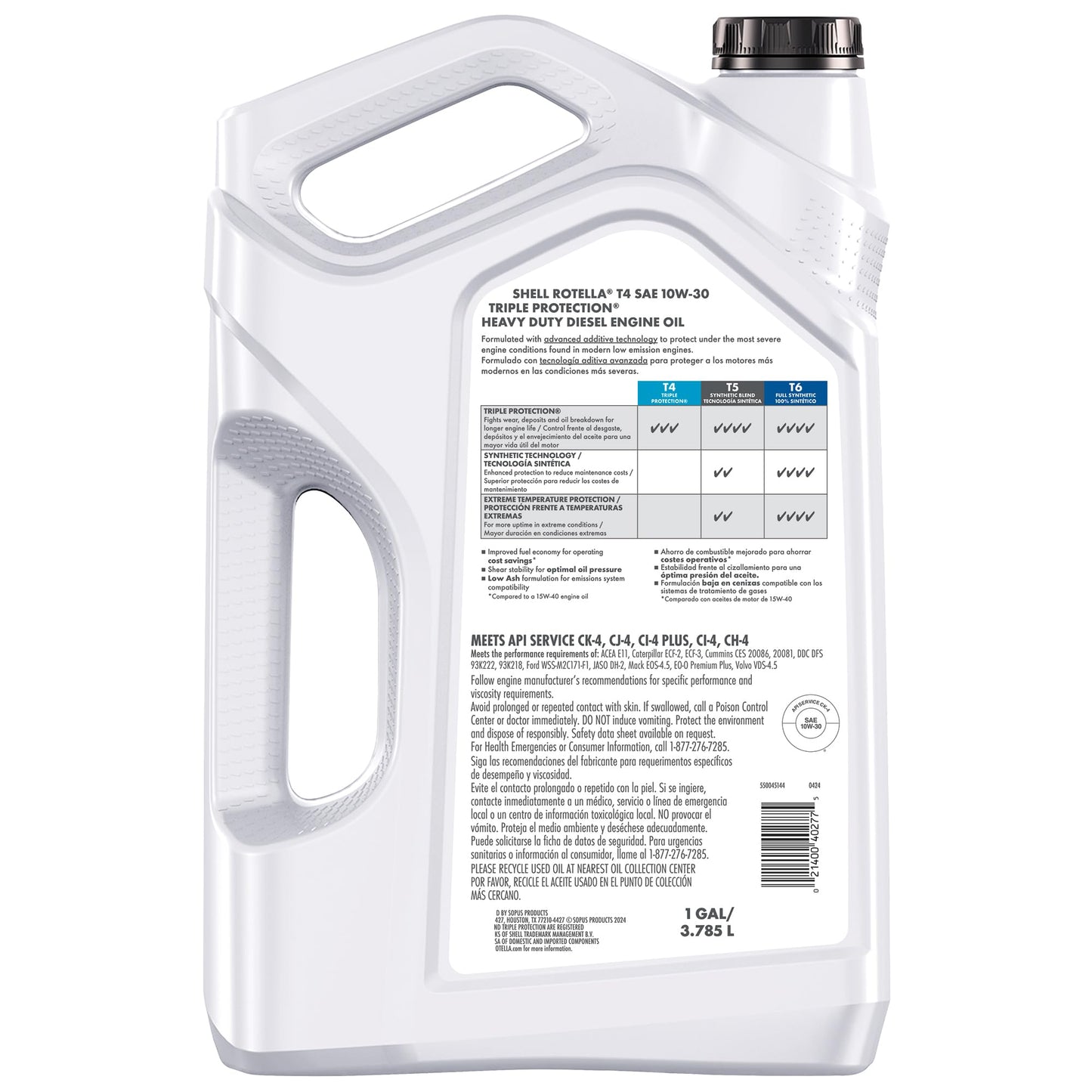 Rotella T4 Triple Protection 10W-30 Diesel Engine Oil, 1 Gallon