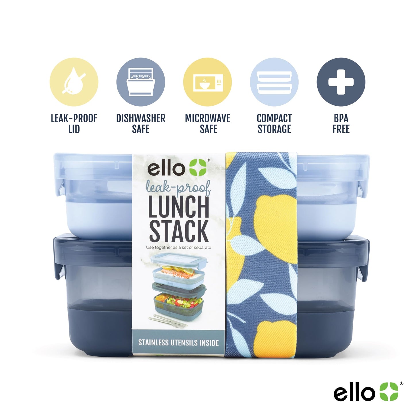 Ello Lunch Stack Bento Box, 2 Pack