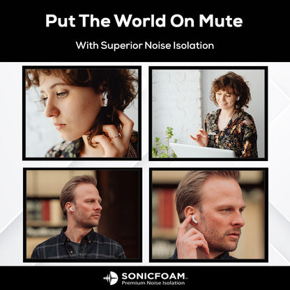 SONICFOAM Memory Foam Earbud Tips (6 Pack / 3 Pairs)