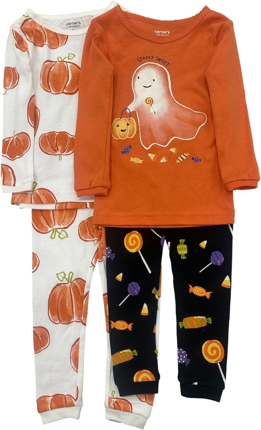 Girls' 2T Toddler Carters Spooky Sweet Halloween Pajamas 4pc Sleep Set