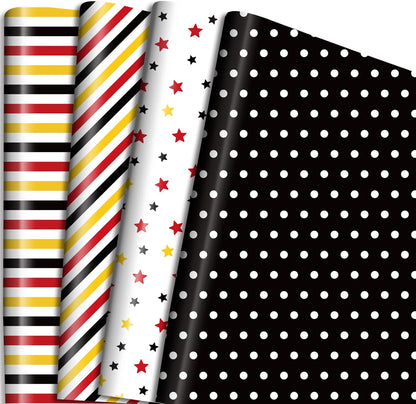 12 Sheets Red Yellow Black Wrapping Paper