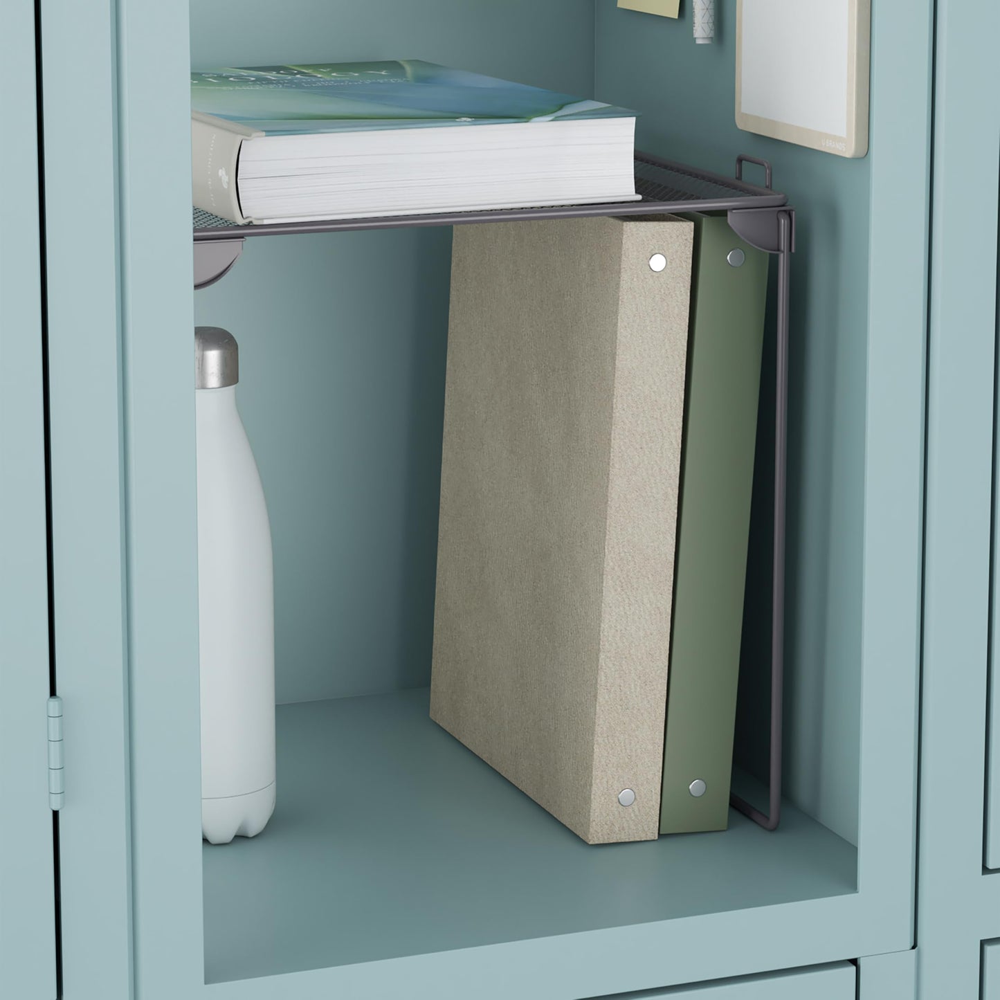 U Brands Mesh Locker Organizer Shelf, 11" x 10" x 12", Dusty Black, Back to School Essentials, Stackable, Fits Standard Size School Lockers