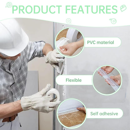 2Pcs 1.96 Inch Wide Self-Stick Drywall Tape, 132 Inch PVC