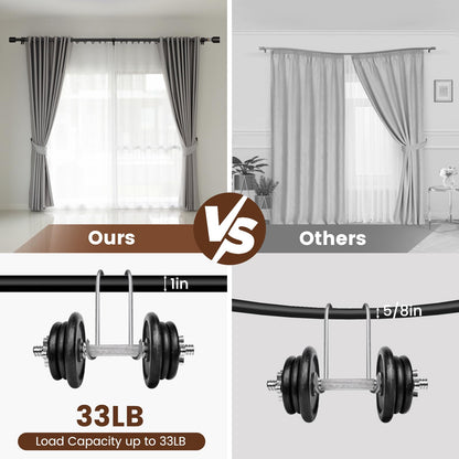 Matte Black Heavy-Duty Curtain Rod 30-144 In