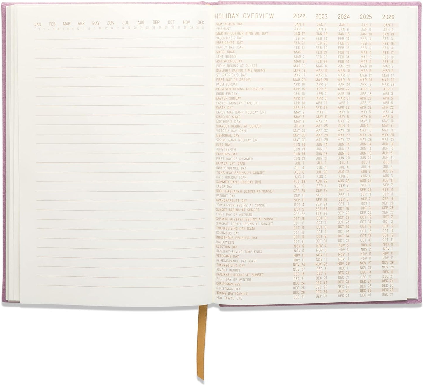 DesignWorks Ink Sueded Paper Journal Notebook with 160 Lined Pages, Ribbon Bookmark, and Storage Pocket for Work, Writing, Journaling, 5.75 x 8.125 - Lilac Purple with Gold Letter Notes
