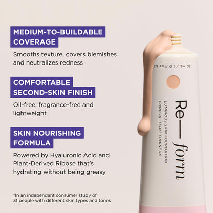 HALEYS Re-form Luminous Skin Foundation, Medium 2.15 oz