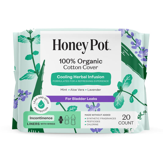The Honey Pot Company Panty Liner with Wings - Infused w/Essential Oils for Cooling Effect 20ct