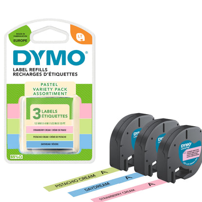 DYMO Original LetraTag Pastel Labels | Plastic | 12mm x 4m