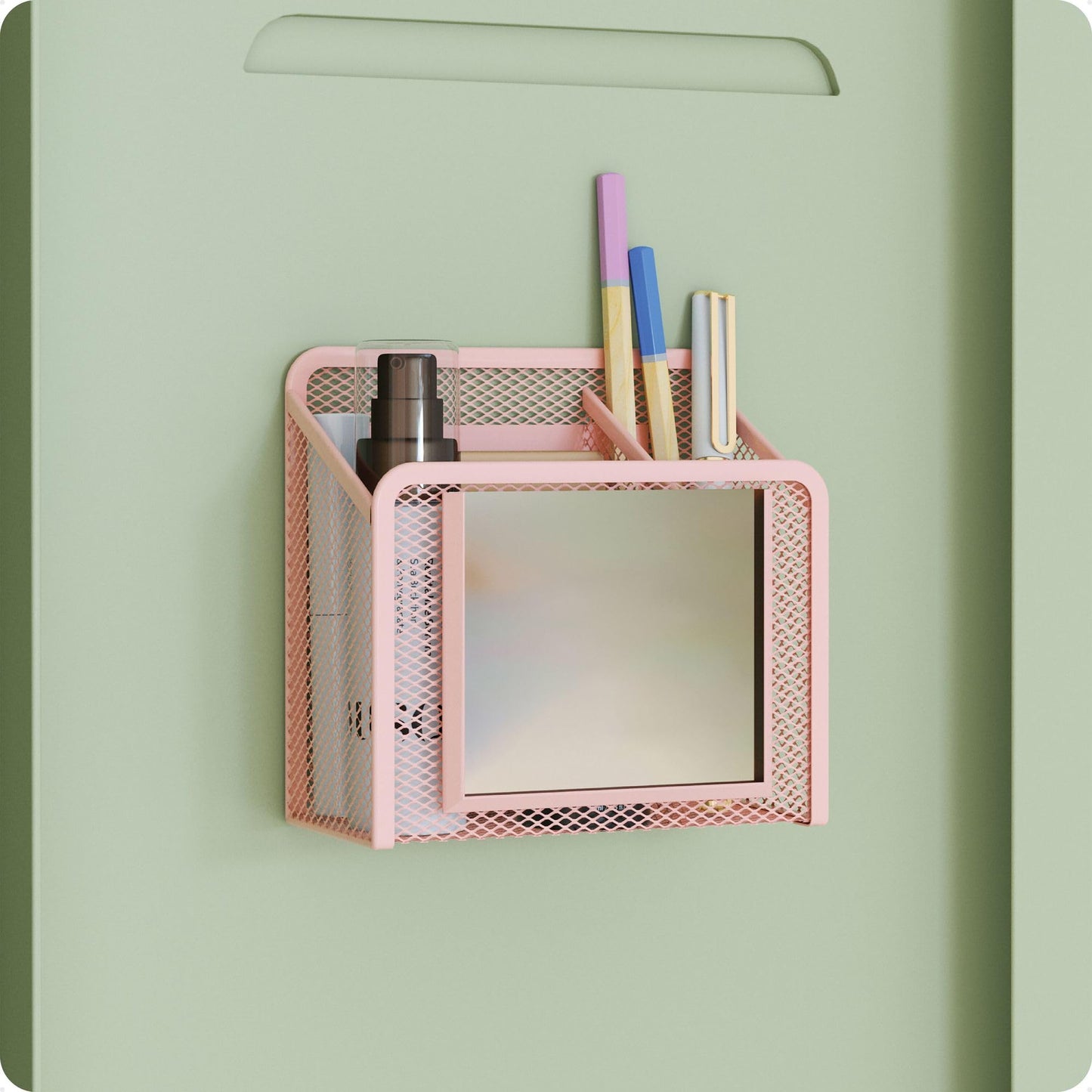 Peachy Pink Magnetic Locker Cup with Mirror