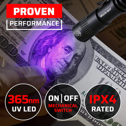GearLight S50 UV Blacklight Flashlights 2 Pack