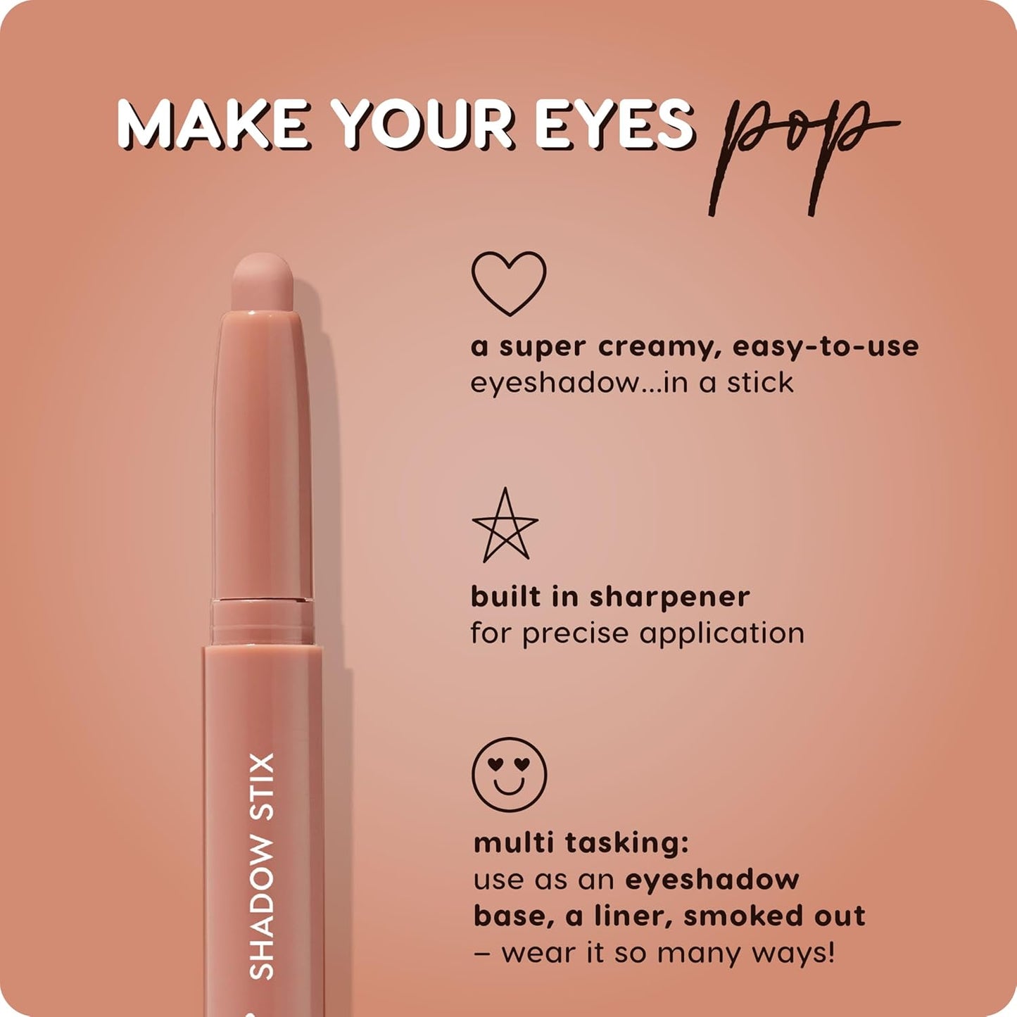 ColourPop Shadow Stix - Cream Eyeshadow Stick with Long-Lasting Color - Multi-Use Cream Makeup with a Built-In Sharpener & Precise Tip for Easy Application - Bare With Me (0.05 oz)