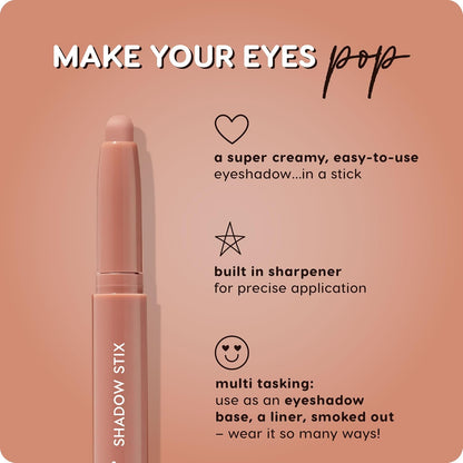 ColourPop Shadow Stix - Cream Eyeshadow Stick with Long-Lasting Color - Multi-Use Cream Makeup with a Built-In Sharpener & Precise Tip for Easy Application - Bare With Me (0.05 oz)