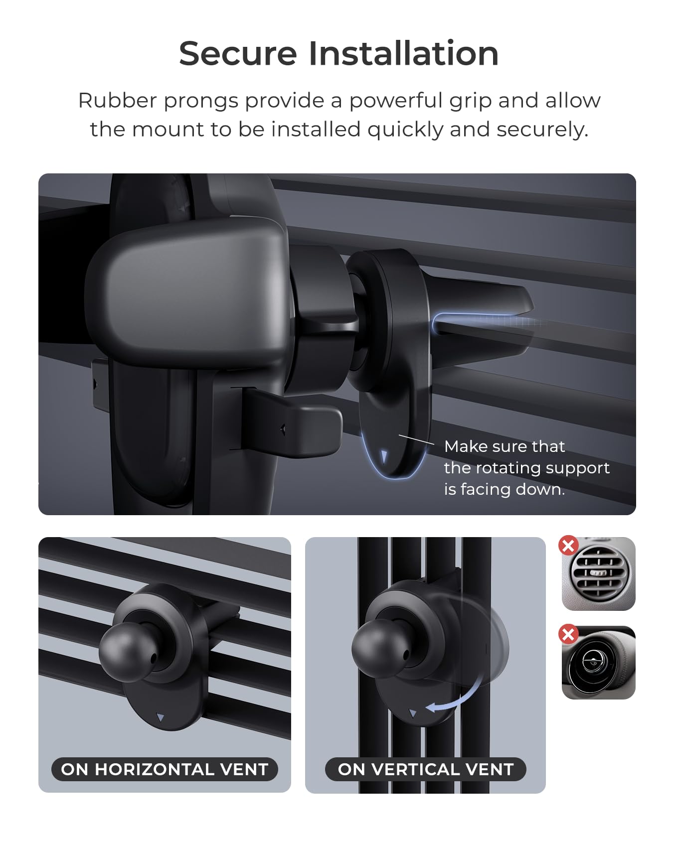 IOttie Easy One Touch 6 Air Vent & Flush Mount - Black: Adjustable Mobile Phone Holder