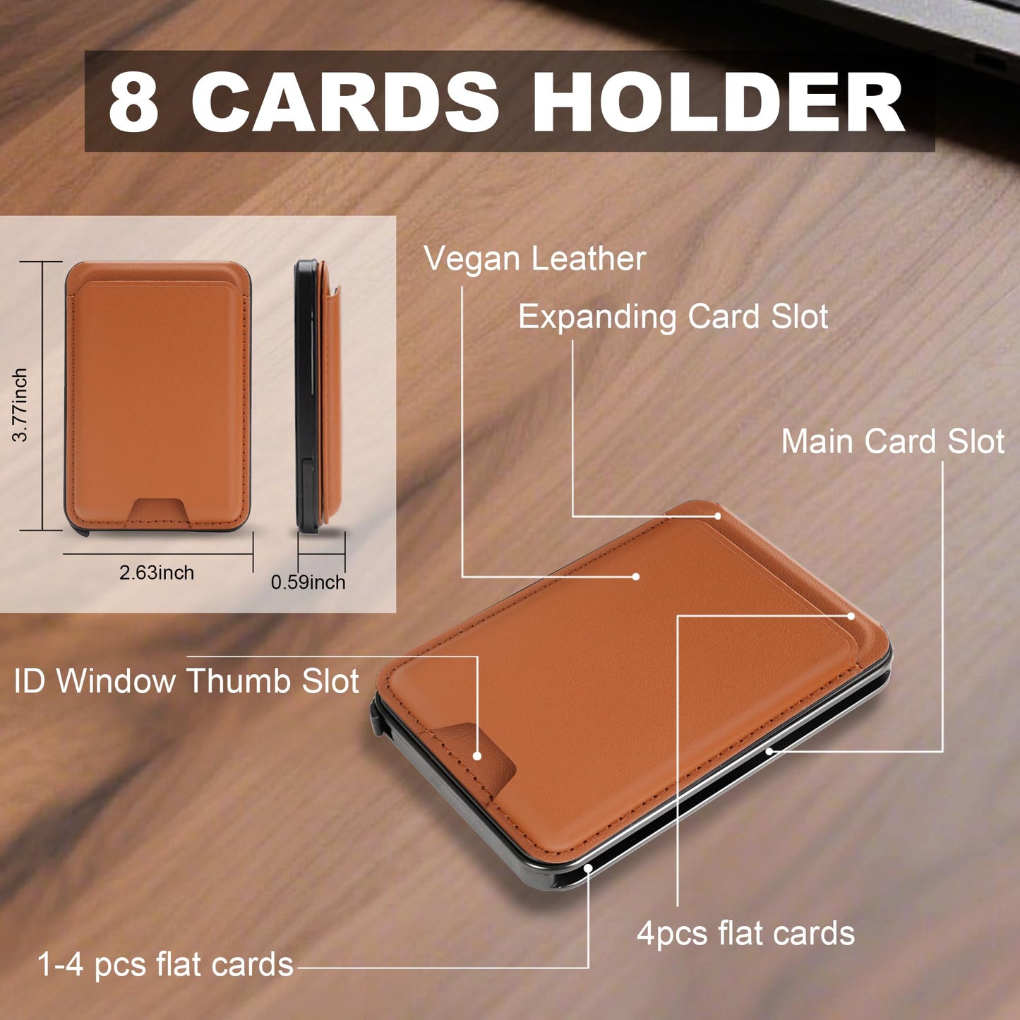 Magnetic Phone Card Holder Pop Up Wallet with Adjustable Stand Compatible with Magsafe (Brown)