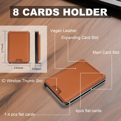 Magnetic Phone Card Holder Pop Up Wallet with Adjustable Stand Compatible with Magsafe (Brown)