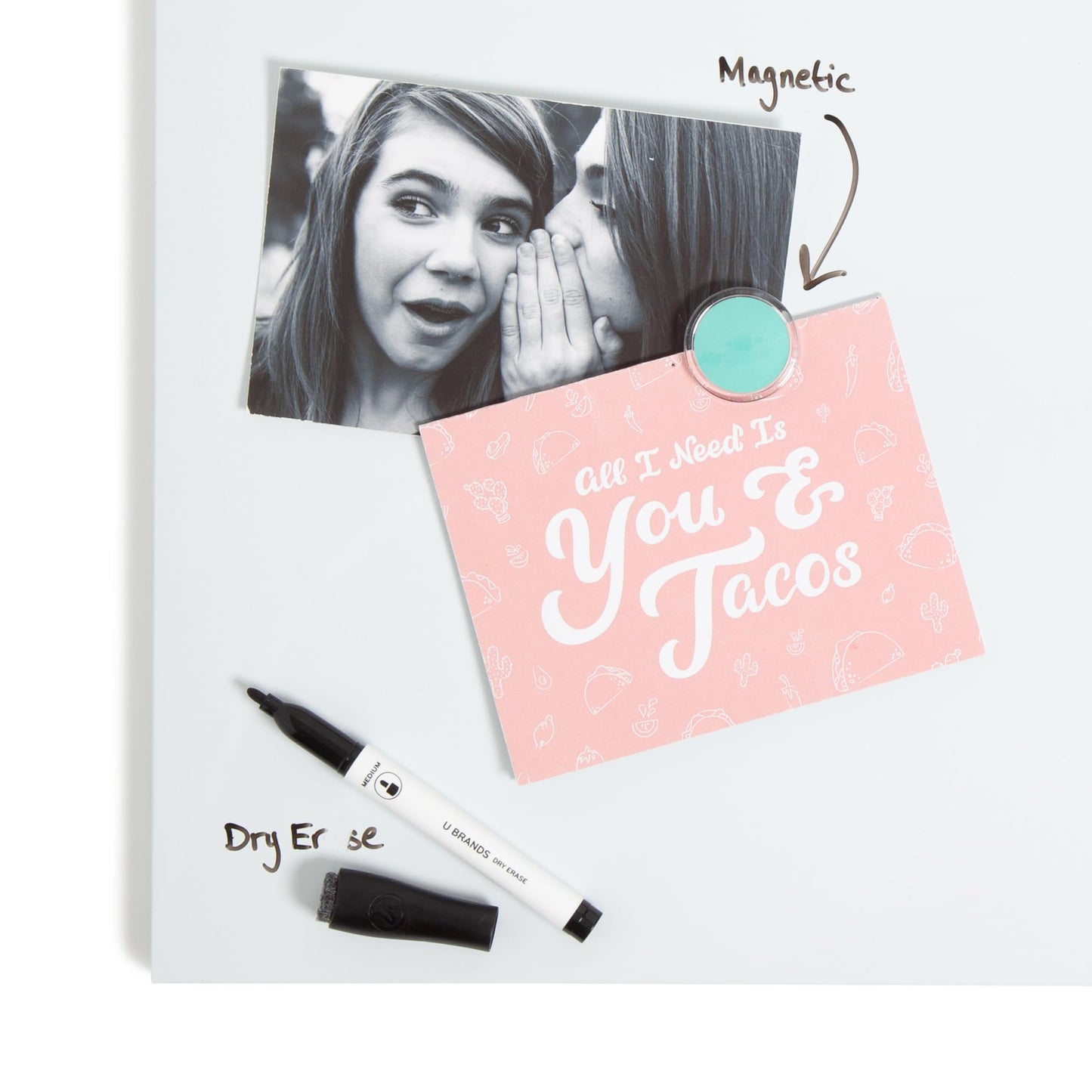 Magnetic Dry Erase Board White Board, 14" x 14"