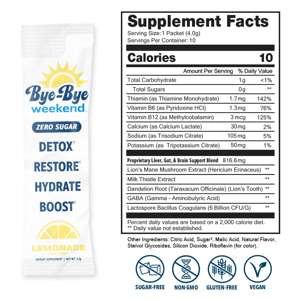 Bye-Bye Weekend Recovery Drink Mix - Lemonaid EXP 03/2027