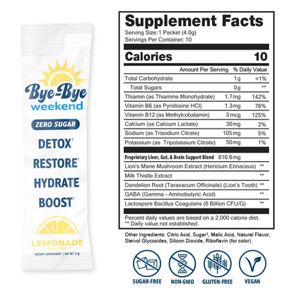Bye-Bye Weekend Recovery Drink Mix - Lemonaid EXP 03/2027