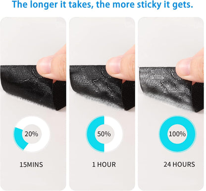 Industrial Strength Sticky Back Hook and Loop Strips | 2 x 6 Inch 8 Sets | Aniced Heavy Duty Self Adhesive Strips for Sofa Couch Cushions, Rug, Mattress - Black