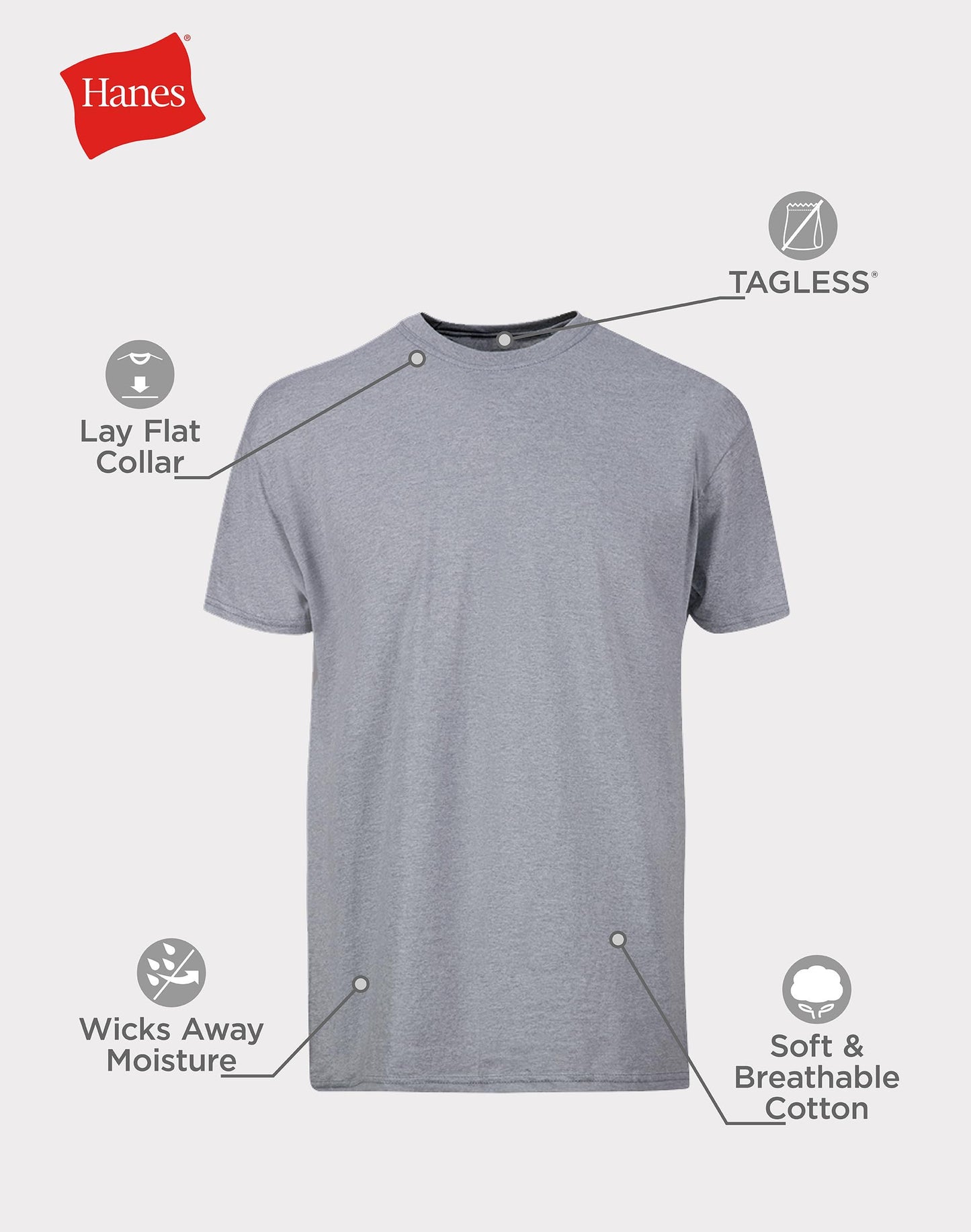Hanes Crew Tee Undershirts - 6 Pack, Medium US